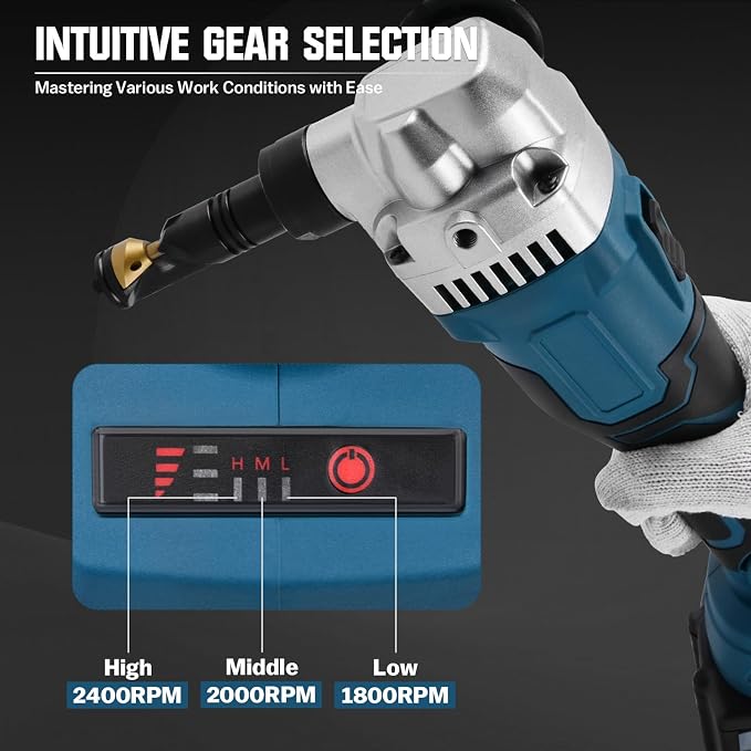 Cordless Nibbler for Makita 18V Battery, 3 Speeds Adjustable 16 Gauge Sheet Metal Cutter w/ 2400RPM Brushless Motor Metal Shears, Replaced Blades for Cutting Stainless Steel, Aluminium, Plastic