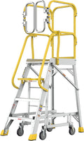 4 Step Rolling Platform Ladder Industrial Rolling Ladder with Wheels Non-Slip Aluminum Scaffolding Platform Stairs for Warehouse, Garage, 20"×24" Platform, 375lbs Capacity