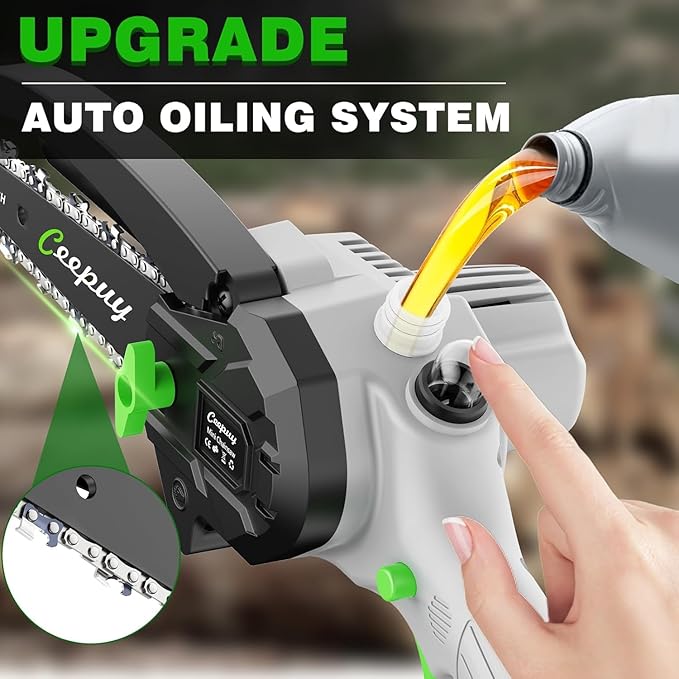 CEEPUY Mini Chainsaw Cordless, Gifts for Men Dad Father Husband Gardener, Cool Gadgets for Men, 6 Inch Portable Electric Chain Saw, Small Handheld Security Lock Trees Branches Trimming, Wood Cutting