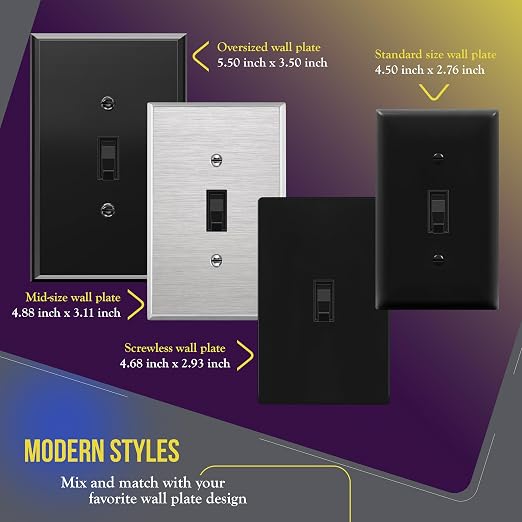 ENERLITES 4-Way Toggle Light Switch, Four Way, Side Wiring, Copper Wire Only, Grounding Screw, Residential Grade, 15A 125VAC 60Hz, UL Listed, 84150-BK-10PCS, Black 10 Pack