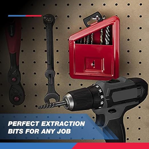 NEIKO 01925A Screw-Extractor And Left-Hand Drill-Bit Set, HSS M2 Steel Drill Bits, Alloy Spiral Flutes, Reverse Drill-Bit And Bolt Extractor, Easily Remove Stripped Screws And Broken Bolts, 10 Pieces