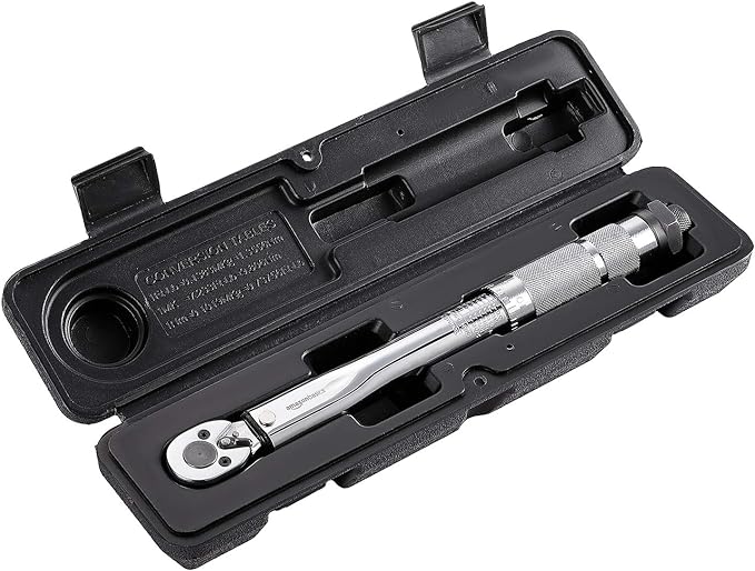 Amazon Basics 1/4-Inch Drive Click Torque Wrench, 35-200 in.-lb/3.95-22.5 Nm, Adjustable Ratchet with High Contrast Dual Range Scales, Steel Construction