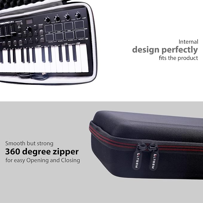 LTGEM Hard Case for M-Audio Oxygen Pro Mini – 32 Key USB MIDI Keyboard Controller