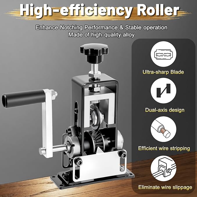 Manual Wire Stripper Machine Gauge Wire 0.06-1'', Scrapping Copper Wire Peeler Machine with Replacement Blades, Drill Powered/Hand Crank Wire Stripper Tool for Scrap Copper Recycling& DIY