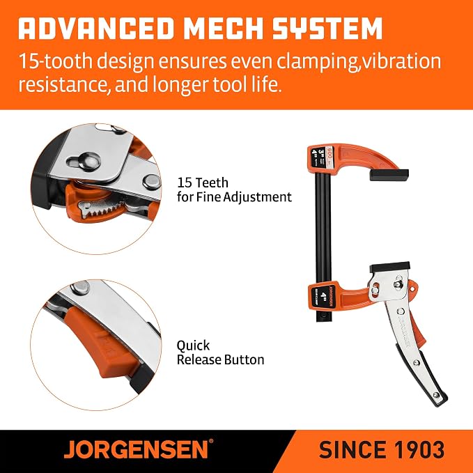 Jorgensen 4-Inch Bar Clamp Set, Ratcheting Bar Clamps, 2 Pack