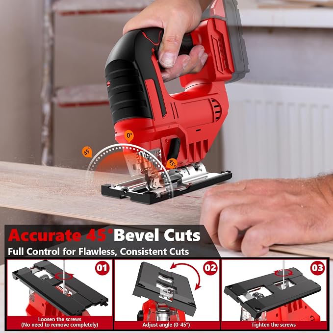 Cordless Jig Saw Compatible with Milwaukee 18V Battery, Brushless Jigsaw Tool with LED Light, ±45° Bevel Cuts, 3-Position Orbital for Metal/Wood/PVC Cutting(No Battery)