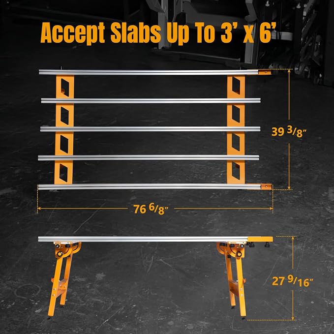POWERTEC PRO Large Format Tile & Slab Work Table – Heavy Duty, Foldable, 1,100 lbs Capacity, Adjustable Leveling Feet, Steady, Flat Base for Handling and Scoring Large Tile, 71" x 41" (71984)