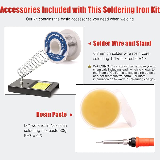 Electronic Soldering Iron Kit, 120W Digital Soldering Gun Tools, Portable Easy-play Solder Kit with 5pcs Extra Tips, 50g Solder Wire, Heavy Duty Holder, Cleaning Sponge, Solder Paste