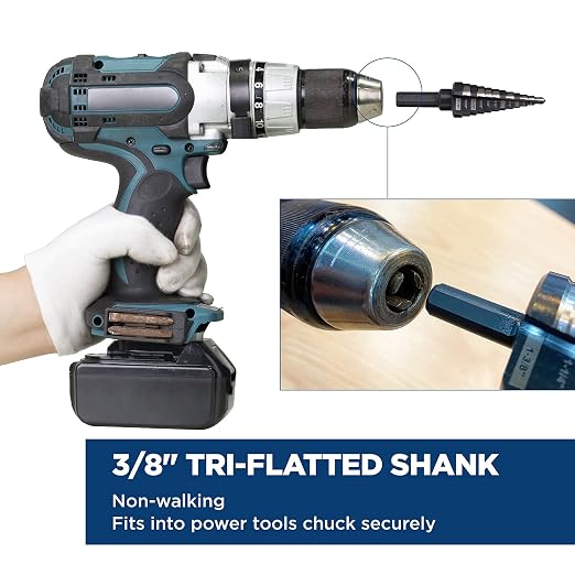 3/16 to 7/8 Inches M2 HSS Step Drill Bit for Metal, Plastic, Wood, Aluminum, Heavy Duty Unibit with Multi Hole Sizes