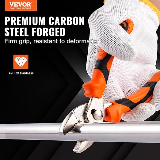 VEVOR 8-Piece Pliers Set with Tool Roll, High Carbon Steel-12"/10"/8" Groove Joint -8"Linesman's -6" Slip Joint Pliers-8" Long Nose Pliers-6" Diagonal Cutter-10" Adjustable Wrench