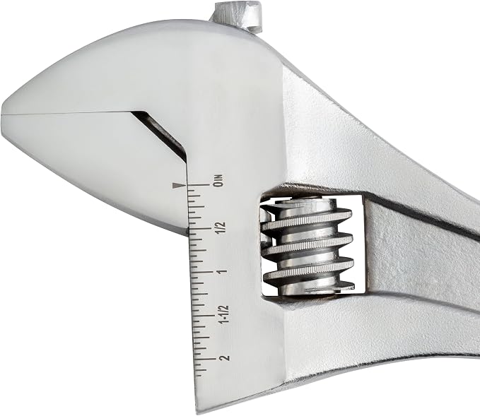 Sunex Tools 18" Adjustable Wrench, Forged Chrome Vanadium Steel, 2.25" Jaw Capacity with Quick-Adjust Knurl and Dual SAE Metric Scale, Anti-Rust Coating (Model SXAW18C)