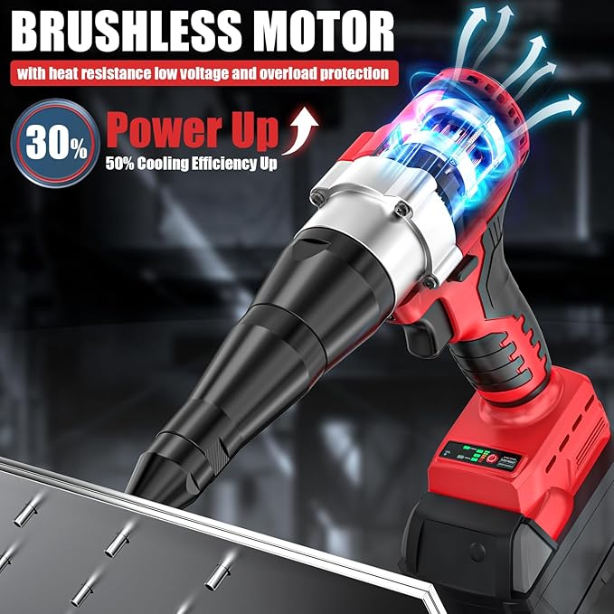 Cerycose Cordless Rivet Gun Kit Compatible with Milwaukee 18V Brushless Electric Riveters Gun Tool with 3-Size Steel Rivets(1/8"-5/32"-3/16") LED Light & Nose Piece (Bare Only)