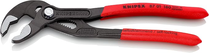 KNIPEX Long Nose Pliers with Cutter (2612200) and Cobra Pliers (8701180) Tool Set, Multi-Colour