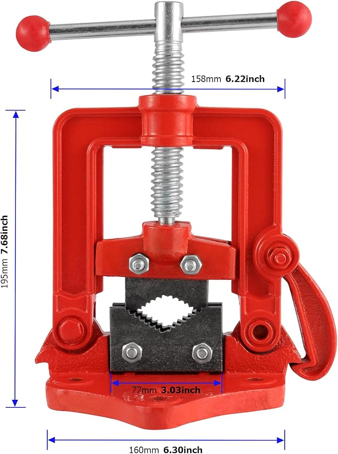 2 Pack Forged Pipe Vise, 0.4-2.4 Inches(10-60mm) Pipe Vice Bench Vise, Heavy Duty Cast Iron Pipe Vise for Plumbers, Mechanic, Red
