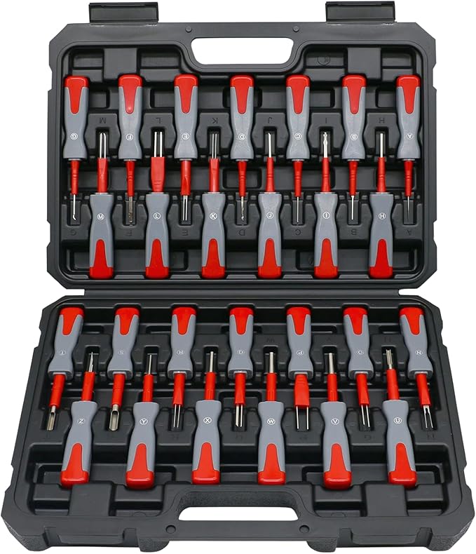 Terminal Removal Tool Kit 26PCS, Automotive Depinning Tool Kit, Connector Pin Removal Tool Set, Wire Terminal Release & Ejector Kit for Electrical Wiring Connectors, Universal Use