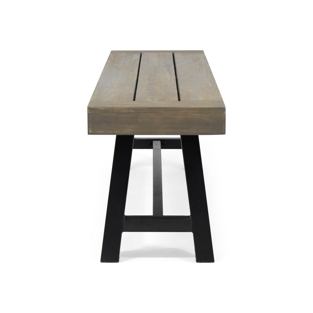 Outdoor Patio Bench - Gray / Rustic Metal
