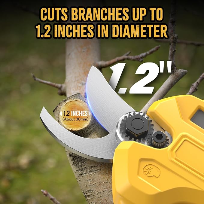 2 IN 1 Electric Pruning Shears Cordless with Pole for Dewalt 20V MAX Battery, 1.2" Cutting Diameter, 14Ft Reach, Brushless Motor Branch Cutter - for Gardening & Tree Trimming (No Battery)