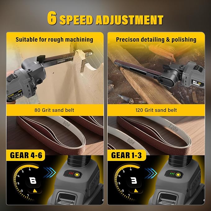 VERVEWAVE Cordless Detail Band file Sander Compatible with DEWALT 20V Battery, Finger Belt Sander with 6 Variable Speed, 170° Adjustable, 1/2"x18" Belt for Wood, Paint, Metal Rust, DIY (Tool Only)