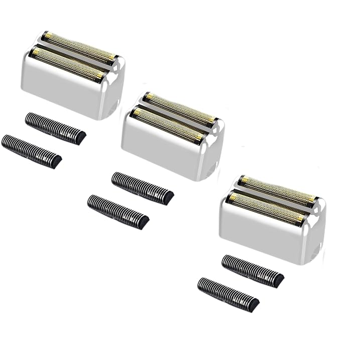 3 pack Professional Replacement Foil and Cutters for BaBylissPRO Barberology Double Foil Shaver, Compatible with BaBylissPRO Barberology FXFS2 Shaver，silver