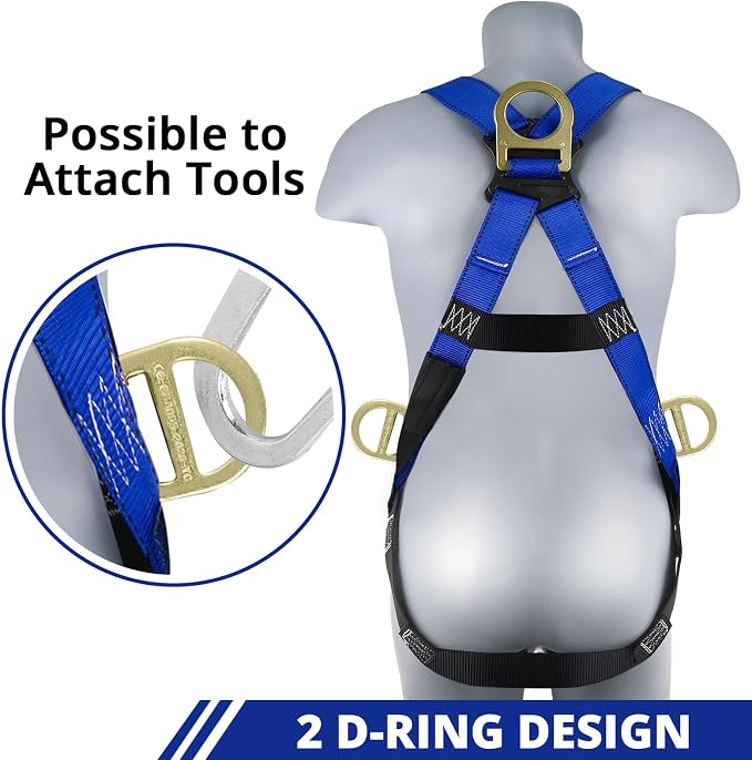 TRSMIMA Safety Harness Fall Protection - Men Construction Roofing Work | Full Body Safety Harness Adjustment Back D-Ring Grommet Legs ANSI