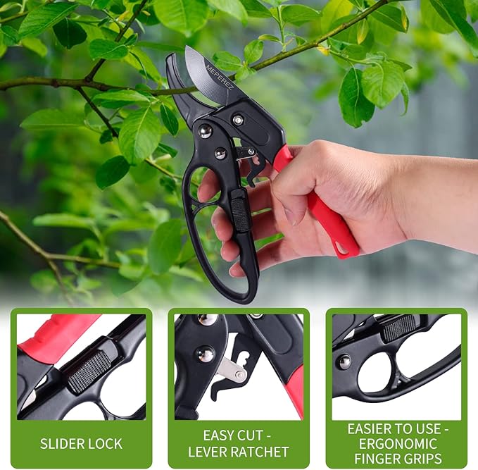 Premium German-Made Pruning Shears – Ergonomic, Heavy-Duty Hand Pruners Designed for Precision Cutting of Plants; Ideal for Gardeners and Individuals with Arthritis or Reduced Hand Strength
