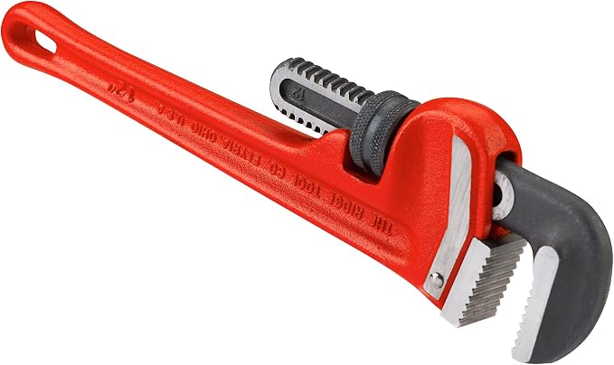 RIDGID 36" and 12" Heavy Duty Straight Pipe Wrenches Plumbing Tool Set with Hook Jaws and Self Cleaning Threads, Red