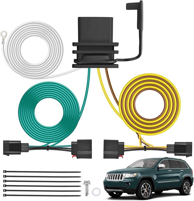 Nilight 4 Pin Trailer Wiring Harness Kit 56009 Simple Fit Tow Hitch | Vehicle Standard 4 Way Connector Custom for 2007 2008 2009 2010 2011 2012 2013 Jeep Grand Cherokee Harness