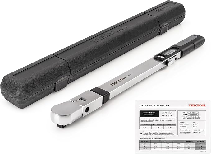TEKTON 1/2 Inch Drive 72-Tooth Split Beam Torque Wrench (40-250 ft.-lb.) TRQ62203