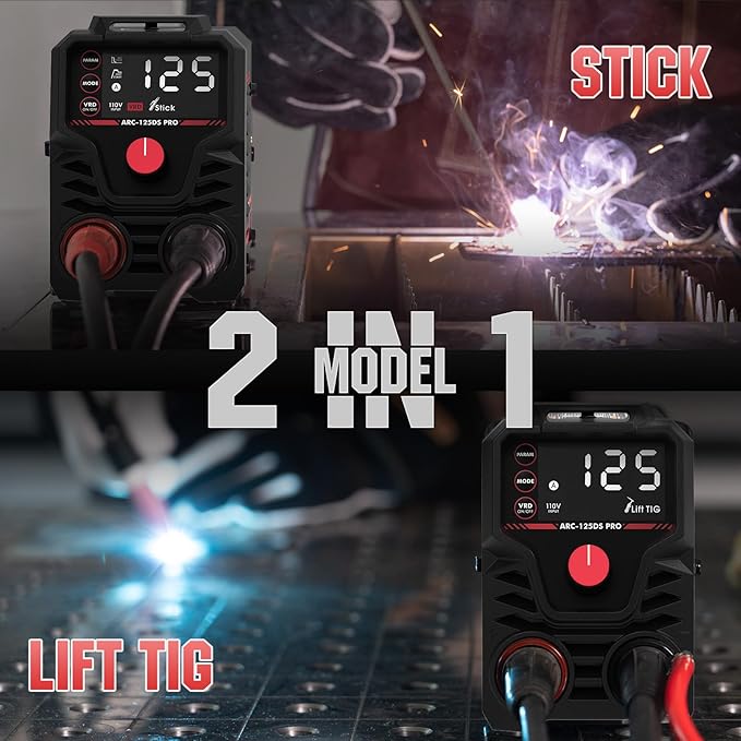 YESWELDER 125Amp Mini Stick Welder Large LED Display, IGBT ARC Welding Machine, 110V Hot Start Portable MMA Welder Machine, Arc Force