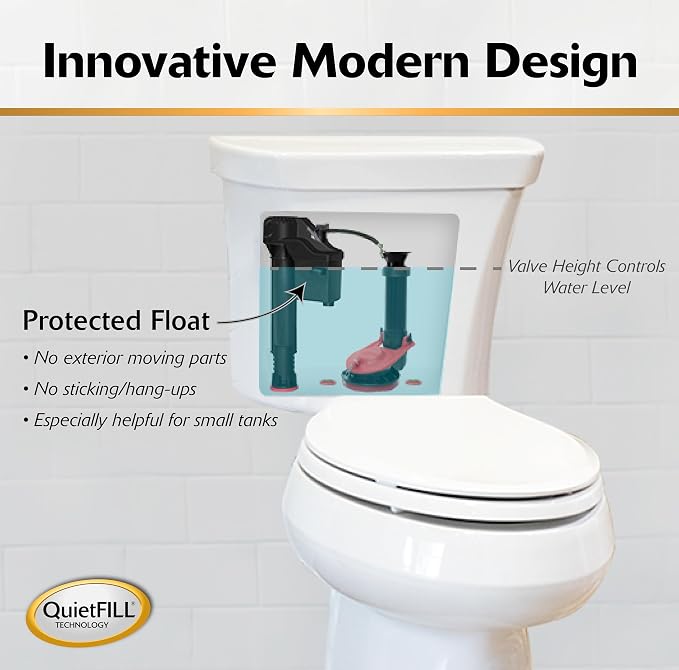 Korky 4010XP 2X Long-Life Standard 2-inch Complete Fixes: Running, Noisy, No/Slow Refill, and No/Weak Flush Easy to Install Toilet Repair Kit, Black
