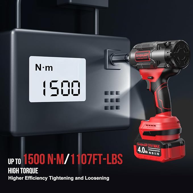 1/2 Brushless Cordless Impact Wrench 1107Ft-lbs Power Impact Gun | 21V High Torque, 3 Variable Speeds & RSS, 2 Led, with 2x4.0Ah Batteries, 6 Sockets, Fast Charger & Case, for Car & Truck & RV