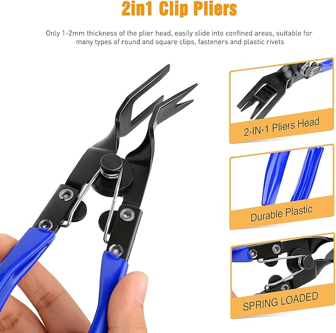 GOOACC Auto Trim Removal Tool Set 3Pcs No Scratch Pry Tool Kit with Storage Bag for Car Body Clips Door Panel Car Clips Dashboard Repair Blue