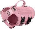ICEFANG No Pull Tactical Dog Harness for X-Small Dogs,Adjustable Dog Vest | Control Handle,MOLLE Panel,Front Hook,3 Leash Clips,Soft Padded,for walking training,Pink,X-Small