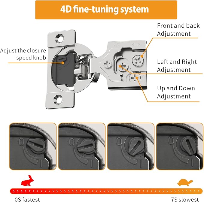 Chibery 30 Pack 3/8" Overlay 4D Soft Close Concealed Hinges for Face Frame Door, Adjustable Closing Speed, Smooth Slow Self Close Hinges, Satin Nickel, 105° Open Angle Stainless Steel Cabinet Hinges