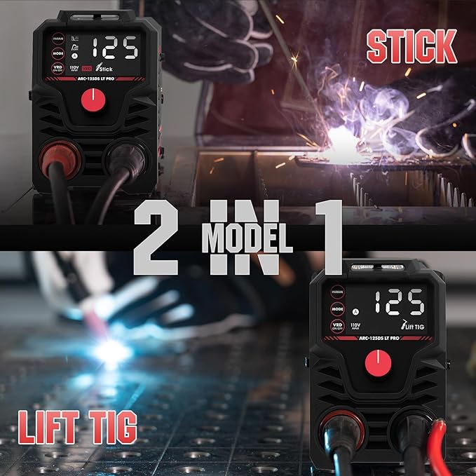 YESWELDER 125Amp Mini Stick Welder Large LED Display with Lift TIG Torch, IGBT ARC Welding Machine, 110V Hot Start Portable MMA Welder Machine, Arc force