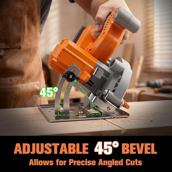 5-Inch 21V Brushless Cordless Circular Saw with 2 x 4.0Ah Lithium Batteries – Electric Cutting Circular Saw with 2 Saw Blades for Wood, Metal, Tile, Drywall, Plastic Cutting