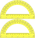 EBOOT Plastic Protractor Math Protractors 180 Degrees, 6 Inch, Pack of 2 (Yellow)