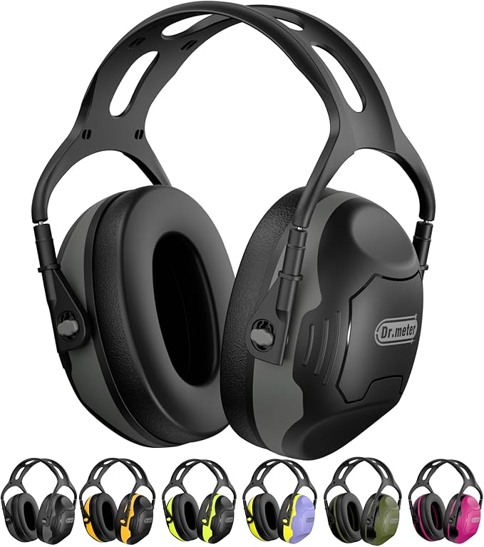 Dr.meter Noise Reduction Ear Muffs, Ear Protection Noise Cancelling Headphones for Adults, Kids Autism Sensory, NRR28dB Hearing Protection Earmuffs for Range, Mowing, Woodworking, Concerts, Races