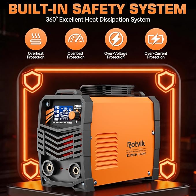 200Amp Stick Welder-Large LED Display, 110V/220V Dual Voltage Portable MMA Welder Machine with Hot Start, Arc force and Anti-Stick, Lift TIG Torch & 220V Adapter, 20PCS Rods Stick Welder