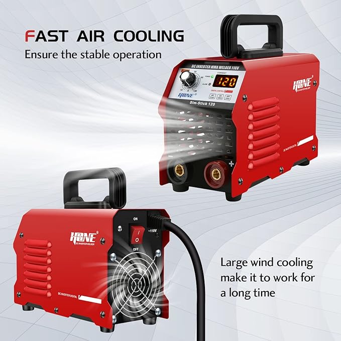 HONE Stick Welder 110V, Actual 120Amp Smart Hot Start Arc Force Anti-Stick Mini Portable Welding Machine, Digital IGBT Inverter LCD Display ARC Welder, High Efficiency for Welding Rod 1/16-1/8-Inch