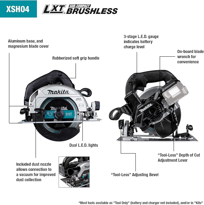Makita XSH04ZB-R 18V LXT Li-Ion Sub-Compact Brushless Cordless 6-1/2 in. Circular Saw (Tool Only) (Renewed)