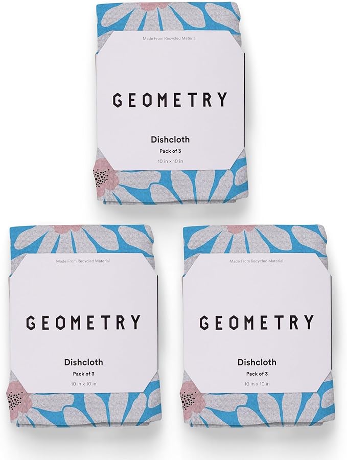 GEOMETRY Kitchen Dish Cloths - Spring & Summer Collection - Premium Dishcloths with Geoweave - Absorbent & Fast Drying Kitchen Towels - Sweet Spring, 10" x 10" - 3-Pieces