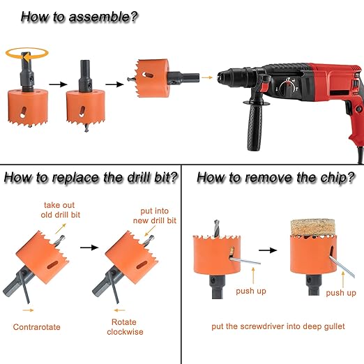 3-1/4 Inch Hole Saw with Arbor for Wood Metal Plastic, 3.25 in Bimetal Hole Cutter, Fast Chip Removal, Smooth Flat Drilling Edge