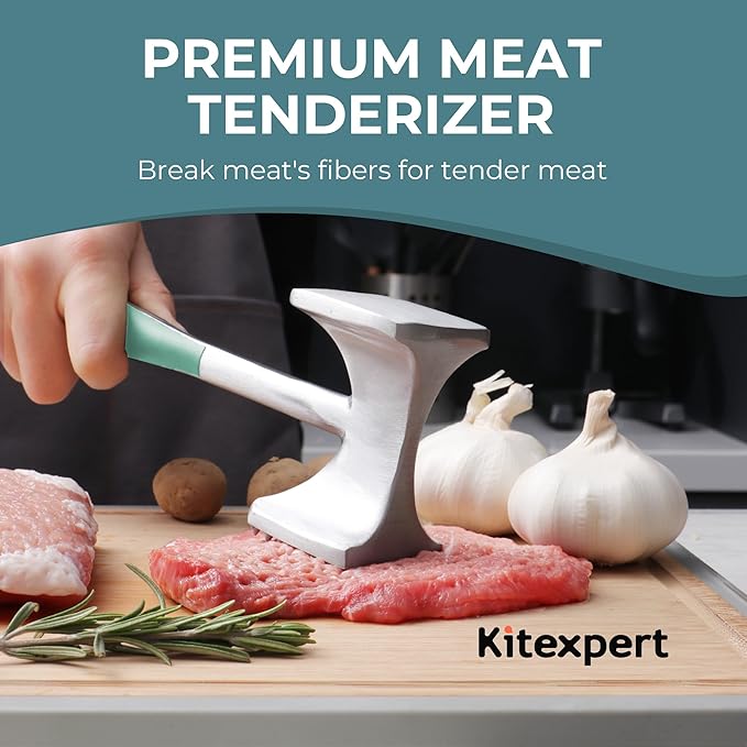 KITEXPERT Meat Tenderizer Hammer with Comfortable-Grip Handle, Dual-side Mallet for Kitchen, Heavy Duty Pounder For Tenderizing Steak, Beef and Fish, Mint Green