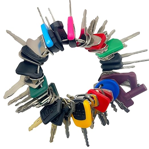 50 Heavy Equipment Keys Master Set, Construction Contractor Machine Ignition Keys Set Fits CAT Caterpillar Case John Deere JCB Hyster JLG Komatsu Kubota Yanmar New Holland Takeuchi Volvo