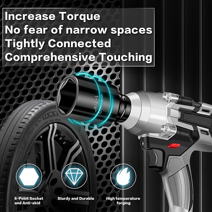 TONYNOL 1/2 Inch Deep Drive Impact Socket Set,6-Point,Metric (10mm-32mm),14 Pcs,Cr-Mo Steel,With a Storage Case