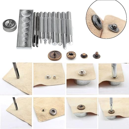 Craft Tool Die Punch Snap Kit Rivet Setter with Base for Punch Hole and Install Rivet Button (Rivet Setter with Base)