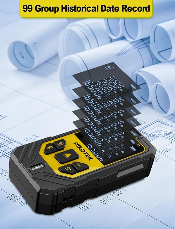 Laser Measure, NIKOTEK Laser Distance Meter with 2 Bubble Levels and LCD Backlit, for Pythagorean Mode, Measuring Distance, Area, Volume