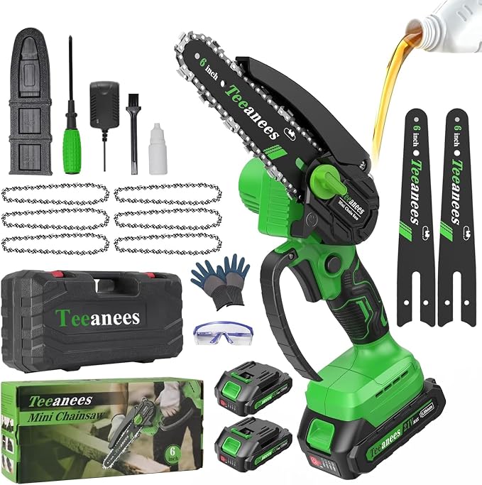 Mini Chainsaw Cordless 6-Inch, 880W Small Battery Powered Chainsaw with Auto Oiler, 2 Batteries & 3 Chains for Tree Trimming & Wood Cutting, Gift for Men Dad Husband.