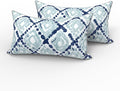LVTXIII 2 Pack Outdoor Lumbar Pillows 12x20 Inch with White Piping, Fade Resistant Support Throw Pillows with Inserts for Patio Furniture, Sofa, Chair, Boho Geometry Blue